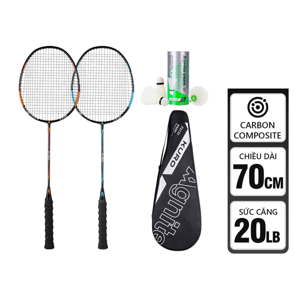 Bộ 2 vợt cầu lông siêu nhẹ Agnite F2131 kèm 3 quả cầu