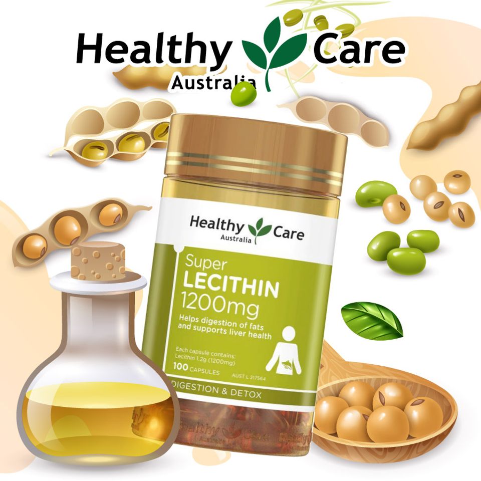Mầm Đậu N&agrave;nh Healthy Care Super Lecithin 1200mg Của &Uacute;c 100 Vi&ecirc;n