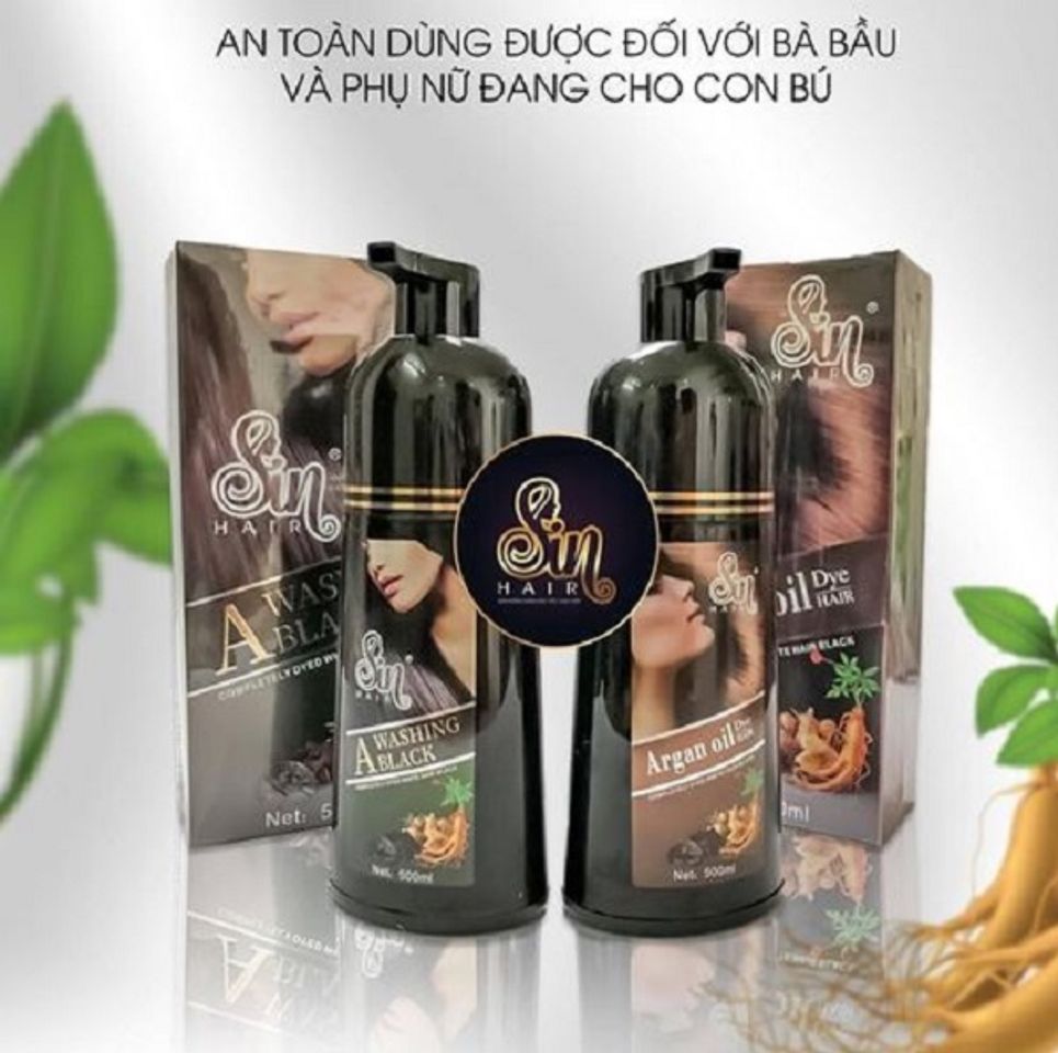 Dầu gội phủ bạc nhuộm đen t&oacute;c Sin Hair A Washing Black