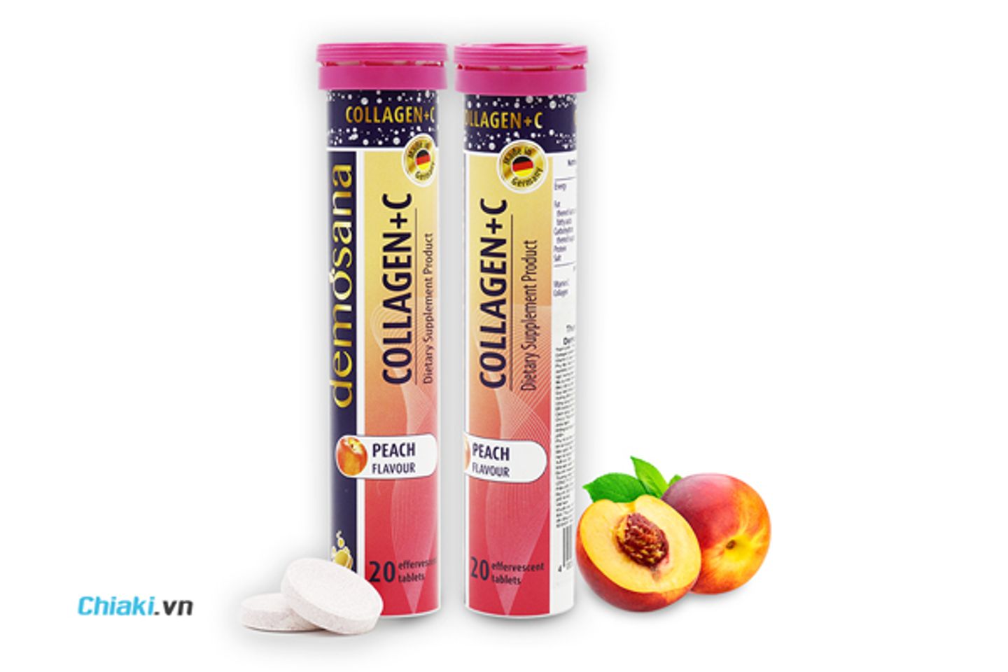 Vi&ecirc;n Sủi Bổ Sung L&agrave;m Đẹp Da Demosana Collagen C Vị Đ&agrave;o
