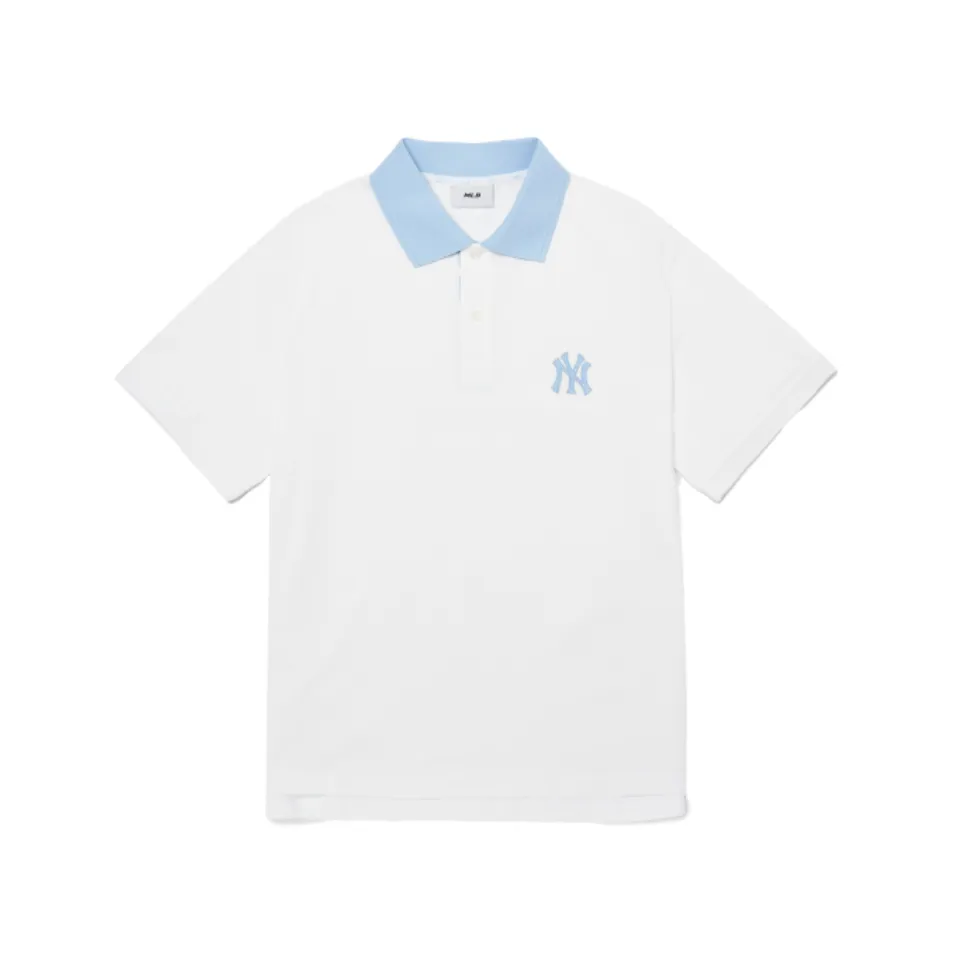 Áo polo nam MLB Partial Monogram Collar T-Shirt NY Yankees 3LPQM2023-50WHS