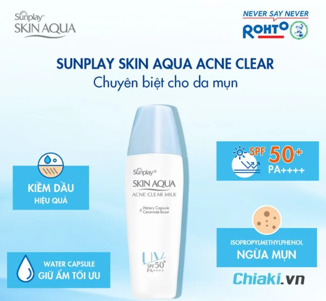 Kem kháng nắng và nóng Skin Aqua mang đến da nhờn mụn