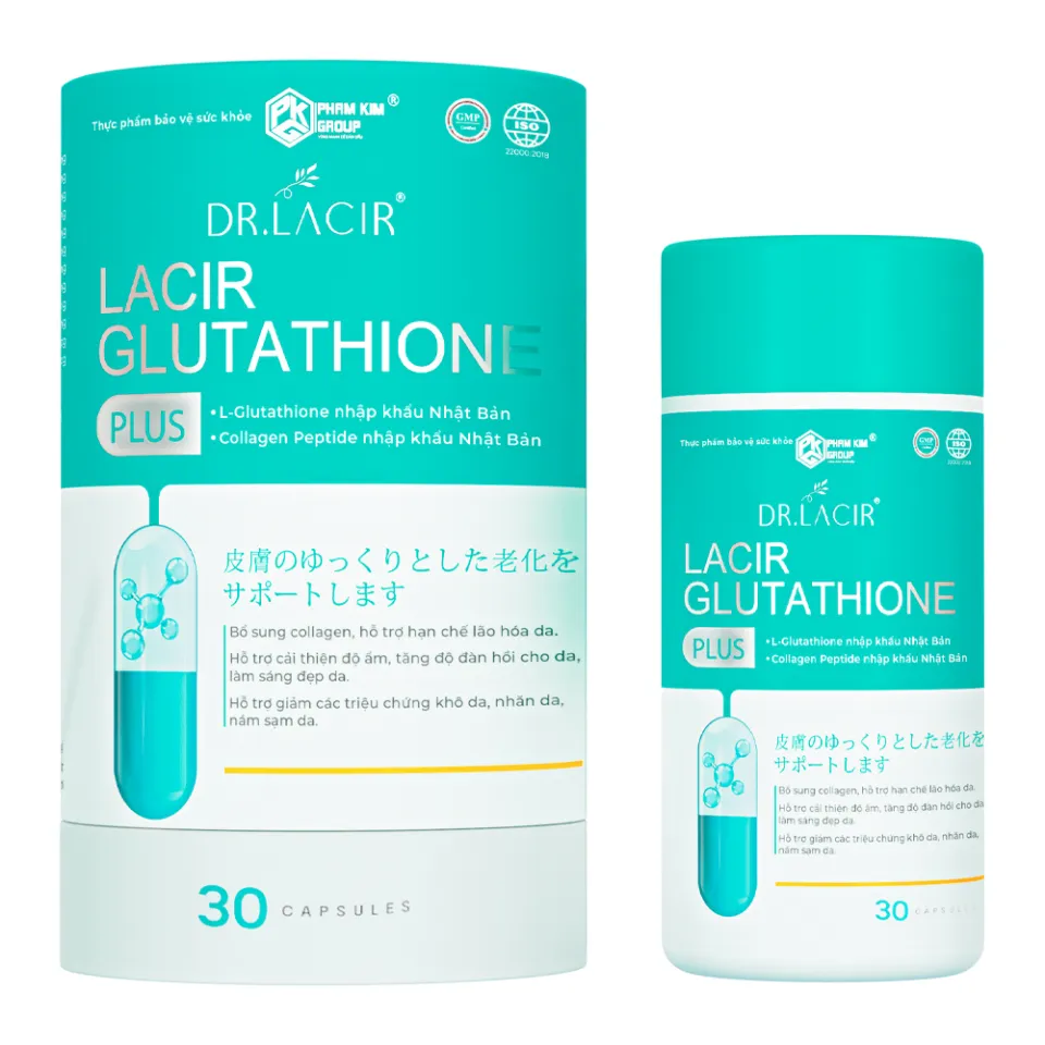 Viên uống hỗ trợ trẻ hóa, trắng da Lacir Glutathione Plus