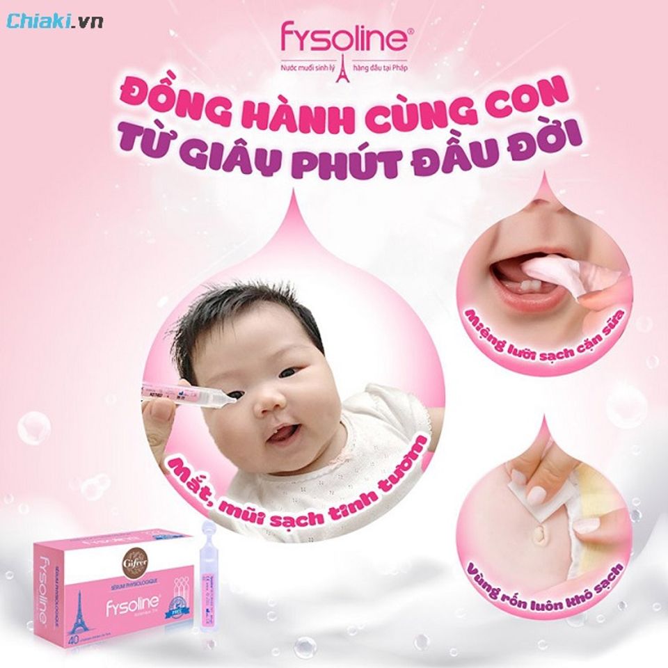 Nước muối sinh l&yacute; cho trẻ sơ sinh Fysoline m&agrave;u hồng c&oacute; thể vệ sinh hằng ng&agrave;y