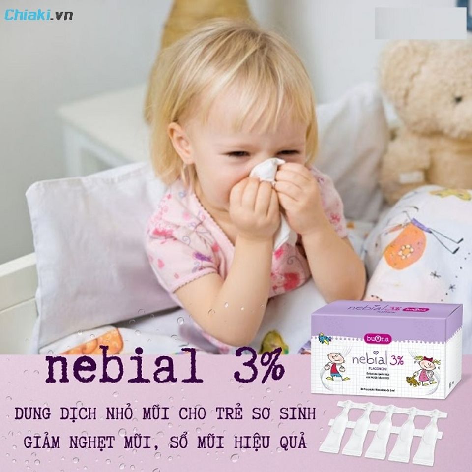 Nước muối sinh l&yacute; ưu trương Nebial 3% Flaconcini chỉ d&ugrave;ng trong trường hợp nhiễm khuẩn h&ocirc; hấp