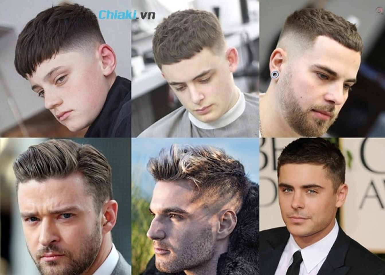 Kiểu t&oacute;c Short quiff cho mặt tr&ograve;n