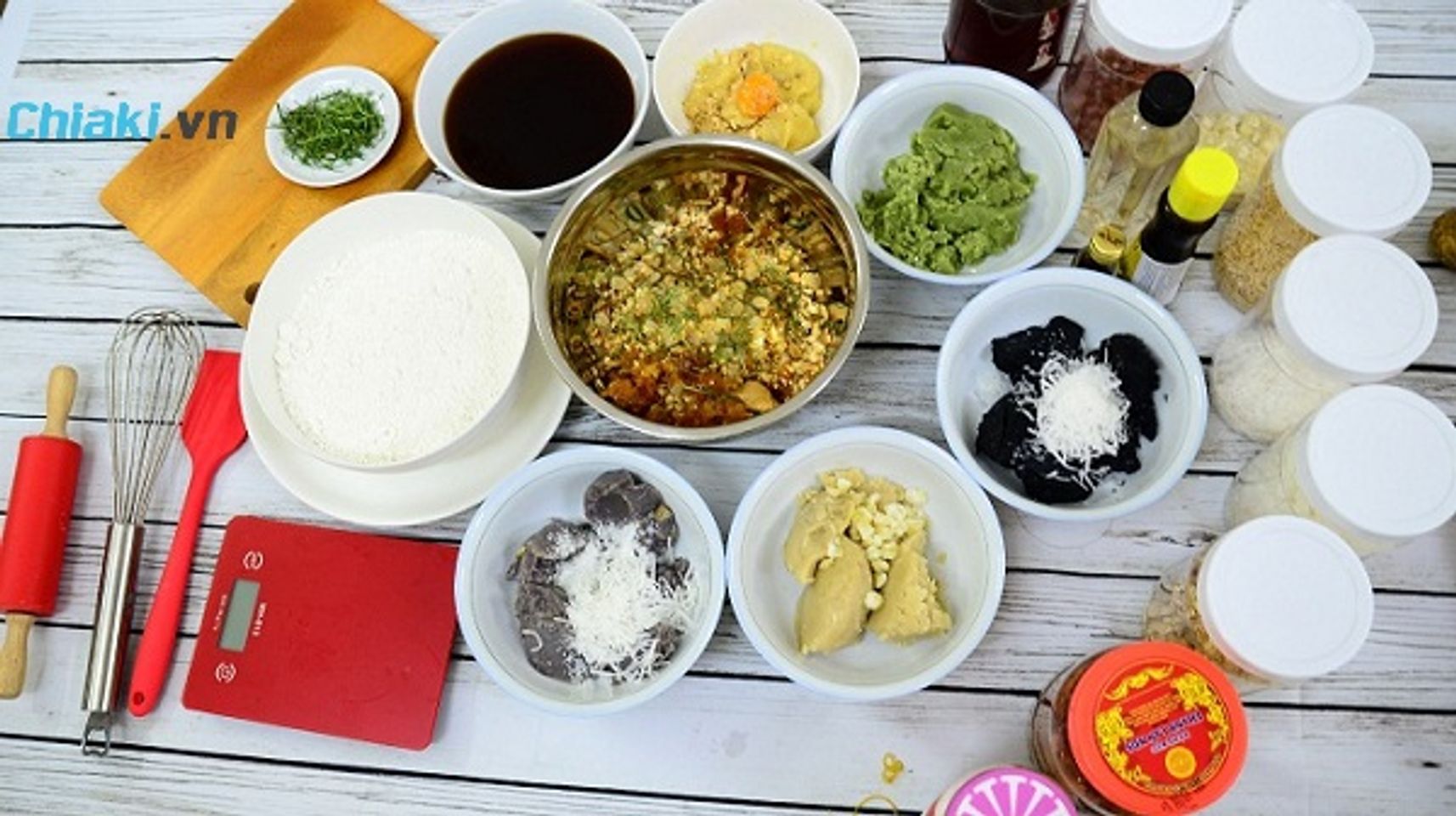 Nguy&ecirc;n liệu l&agrave;m b&aacute;nh trung thu nh&acirc;n đậu xanh
