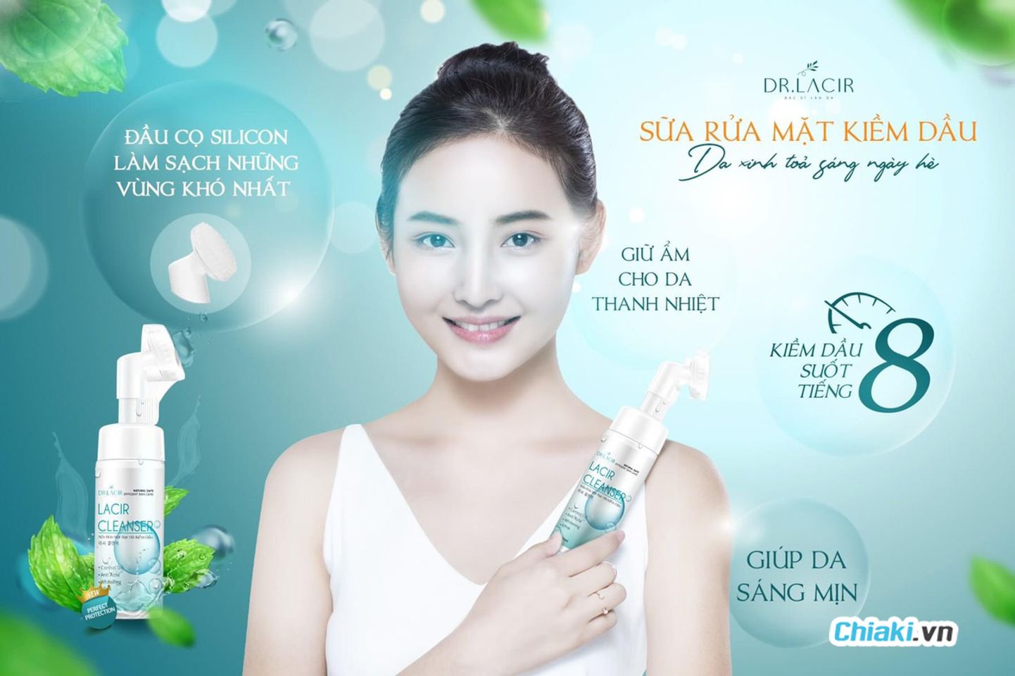 Sữa rửa mặt bạc h&agrave; kiềm dầu Dr. Lacir suốt 8 tiếng, dưỡng da s&aacute;ng mịn