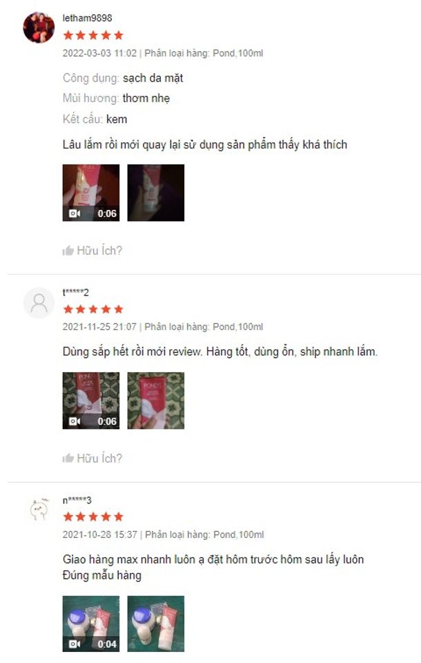Đ&aacute;nh gi&aacute; thực tế từ người d&ugrave;ng Pond hồng, Pond's xanh, Pond's