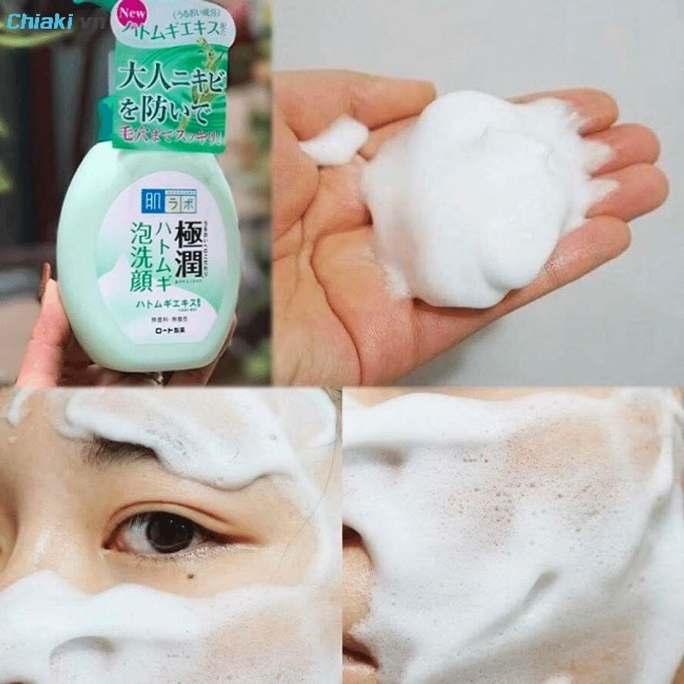 Sữa rửa mặt tạo bọt Hada Labo Nhật Bản Gokujyun Hatomugi Foaming Wash tạo bọt mịn
