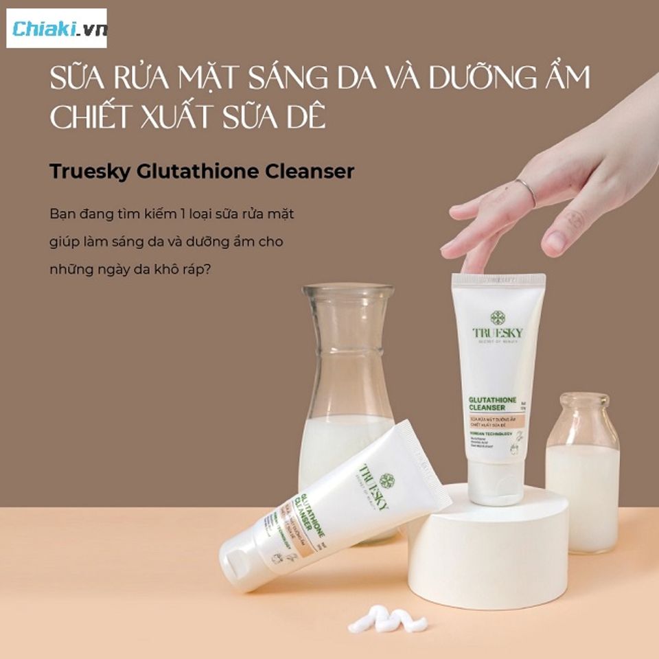 Sữa rửa mặt Truesky Glutathione Cleanser sữa d&ecirc; s&aacute;ng da, dưỡng ẩm