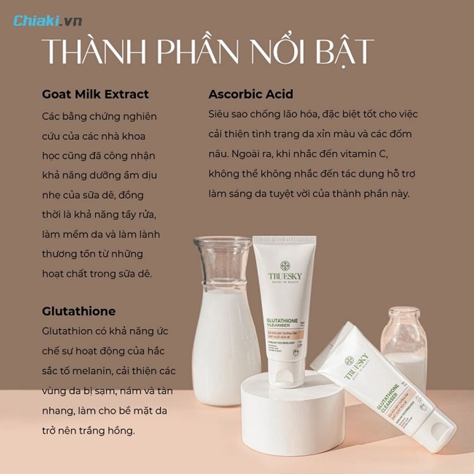 Th&agrave;nh phần sữa rửa mặt Truesky sữa d&ecirc;