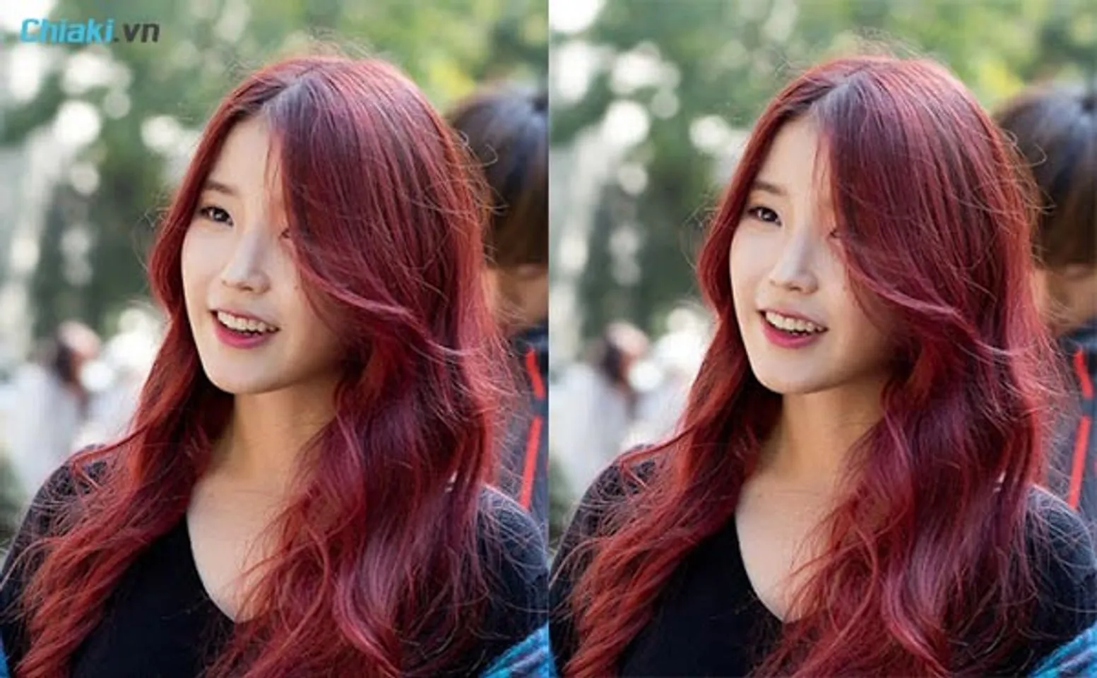 tóc red color tím gợn sóng
