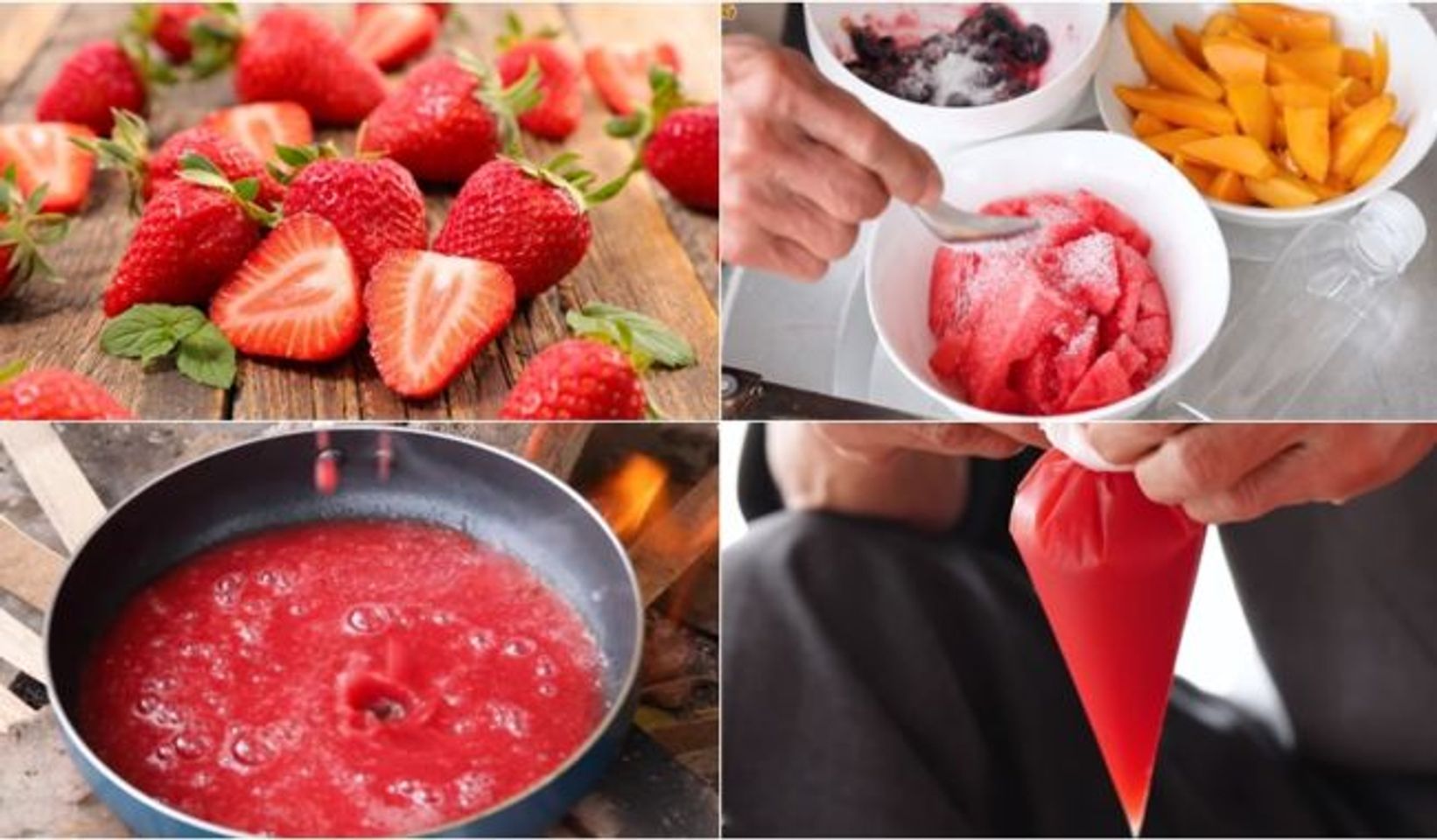 Sơ chế tr&aacute;i c&acirc;y l&agrave;m sữa chua uống đ&oacute;ng chai