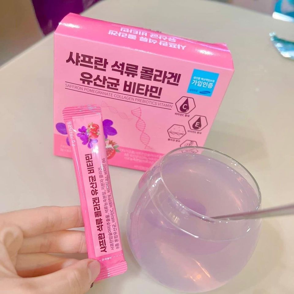 Bột collagen H&agrave;n Quốc lựu đỏ nhụy hoa nghệ t&acirc;y Saffron Bio Cell