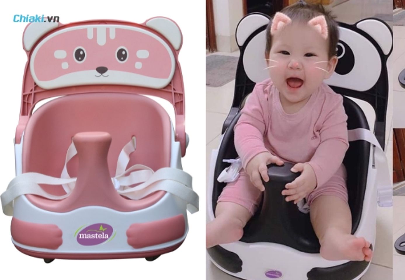 Ghế tập ăn dặm cho b&eacute; chưa biết ngồi Mastela&nbsp;c&oacute; t&iacute;ch hợp b&aacute;nh xe di chuyển