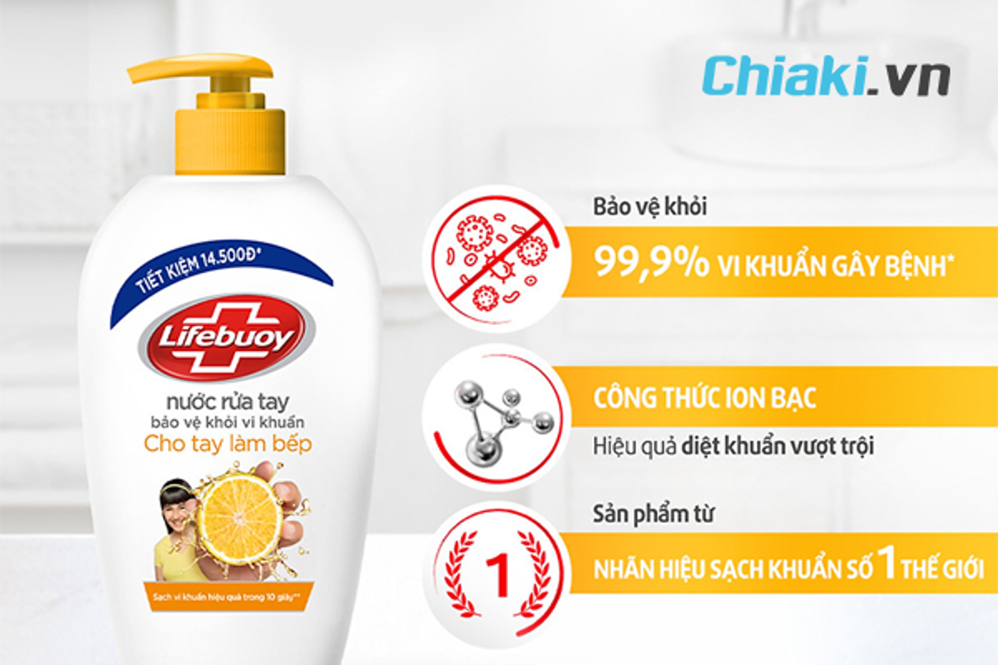 Nước rửa tay Lifebuoy cho tay l&agrave;m bếp