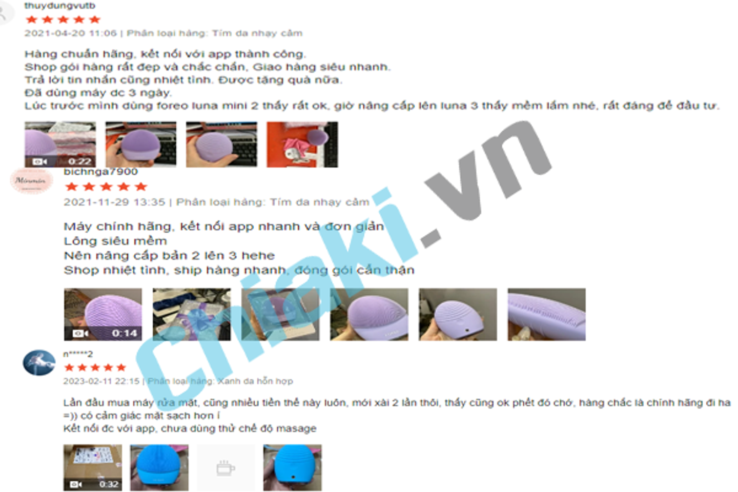 Review từ người d&ugrave;ng Foreo Luna 3