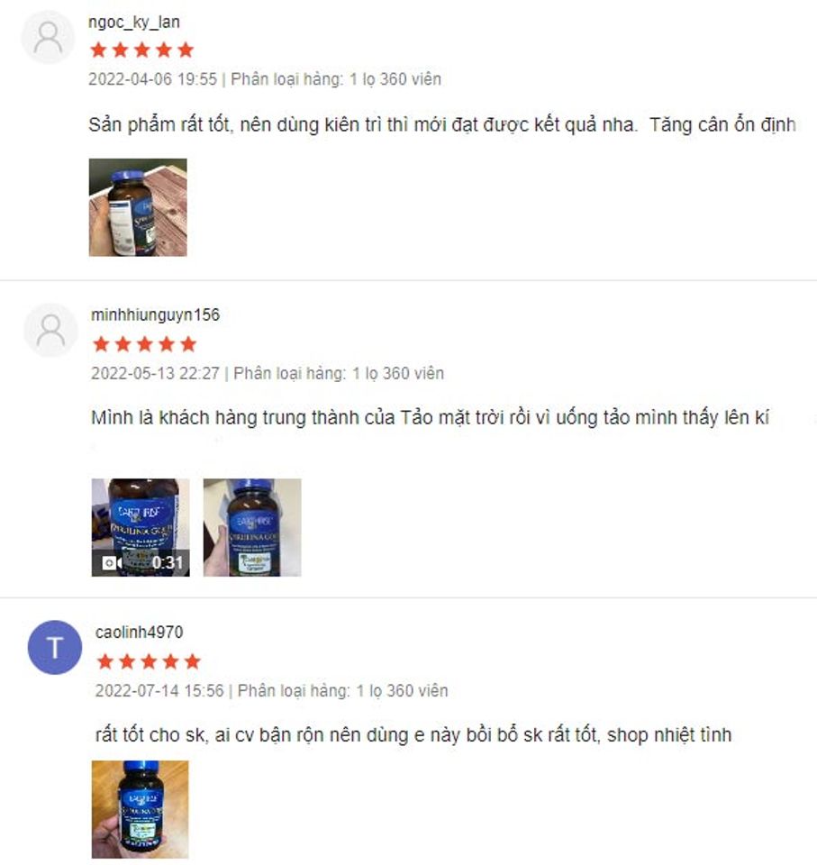 review tảo mặt trời từ người d&ugrave;ng