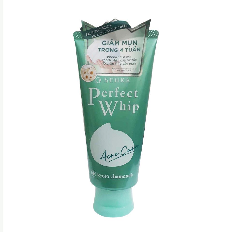 Sữa rửa mặt Senka Perfect Whip Acne Care màu xanh lá (mẫu mới)