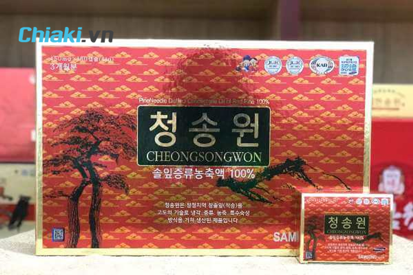 Tinh dầu th&ocirc;ng đỏ Cheongsongwon cao cấp H&agrave;n Quốc, hộp đỏ 180 vi&ecirc;n