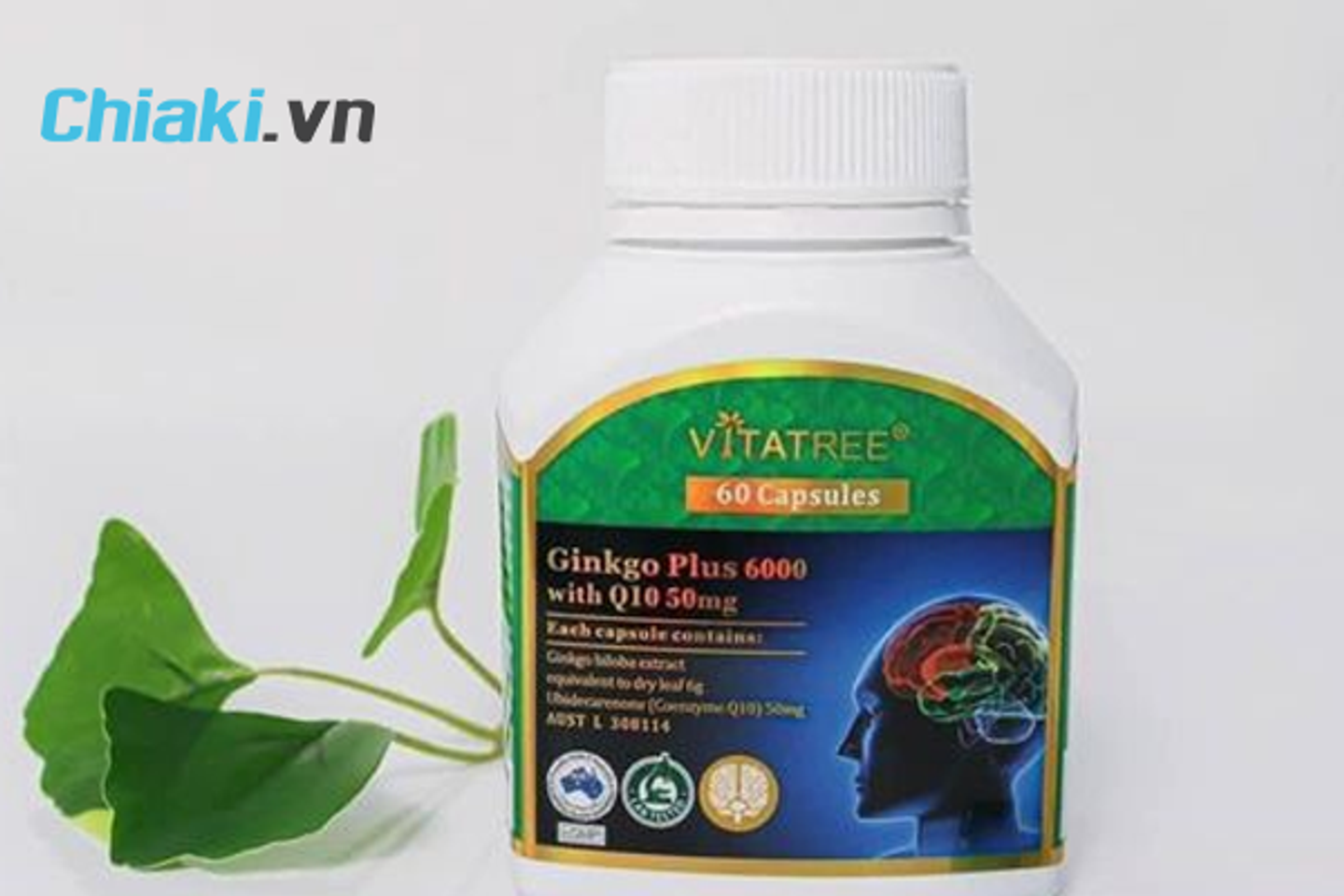 Vi&ecirc;n bổ n&atilde;o của &Uacute;c Ginkgo Vitatree Plus 6000 With Q10 50mg