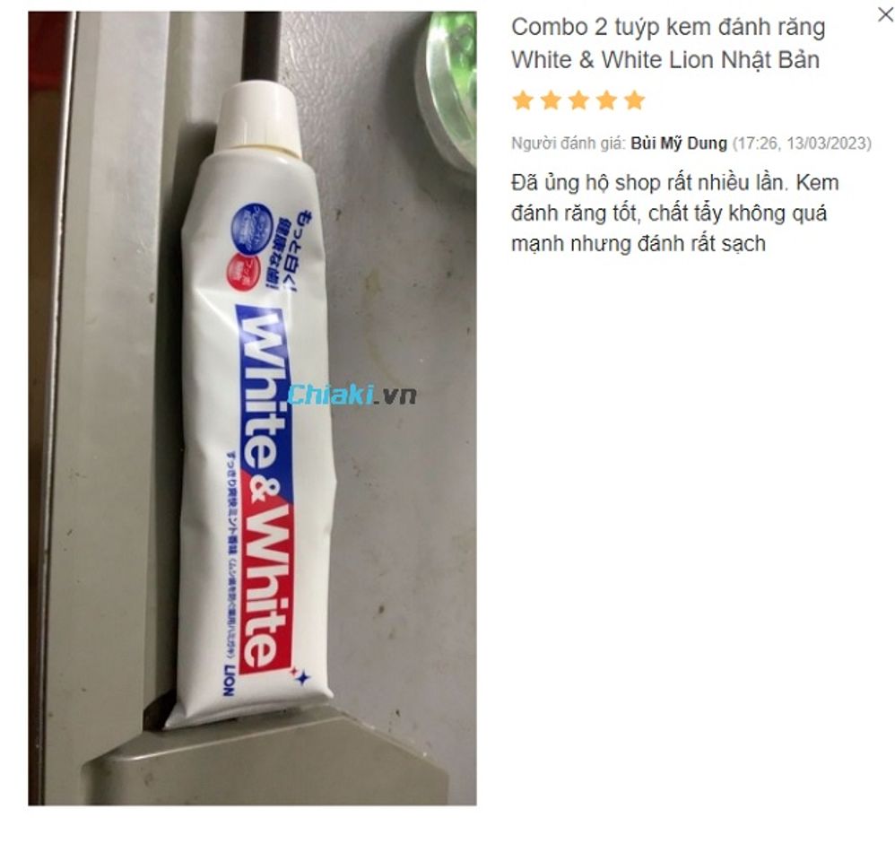 Review Kem đ&aacute;nh răng trắng răng Nhật Bản White & White Lion