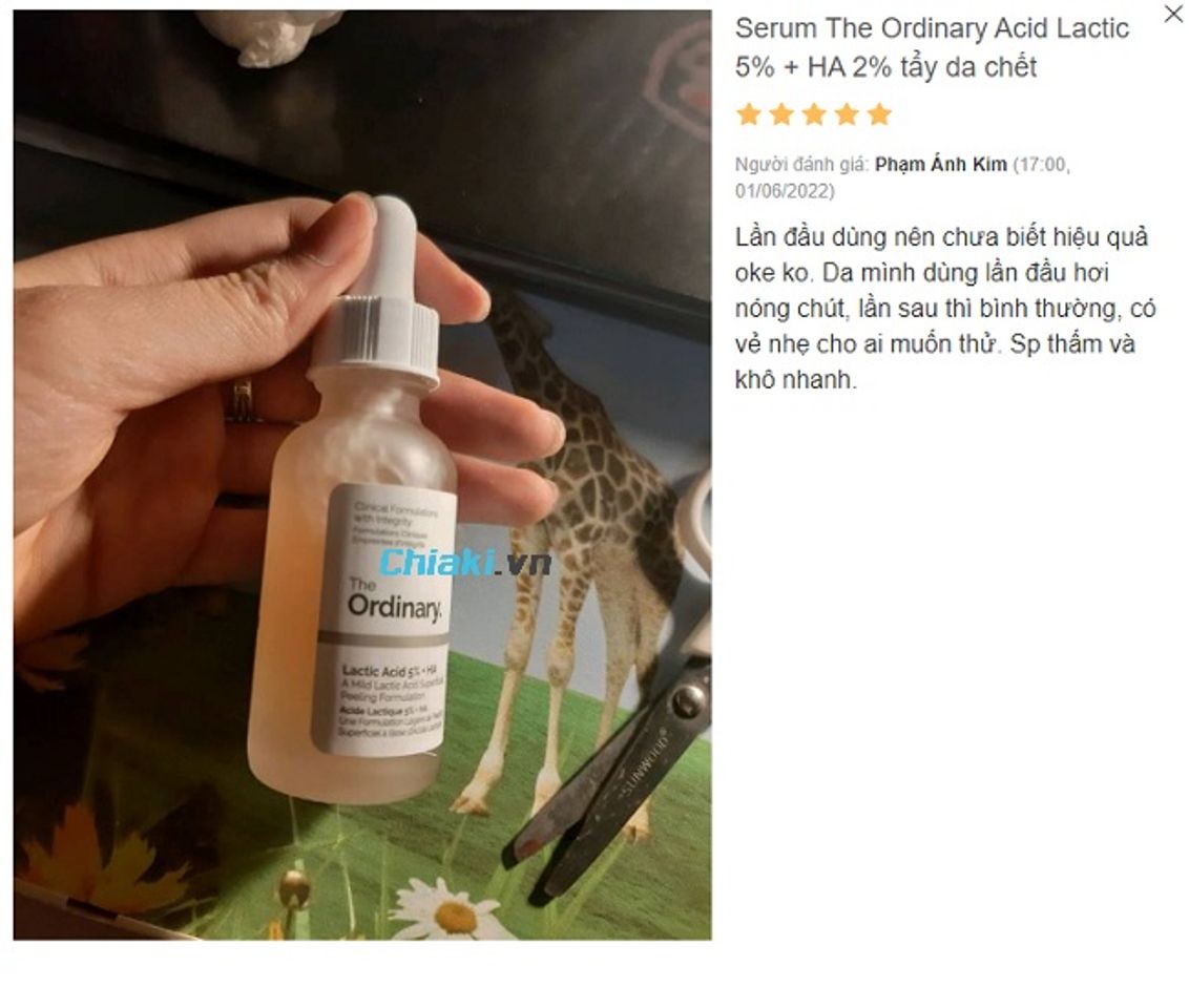 Review Serum tẩy da chết The Ordinary Acid Lactic 5% + HA 2%