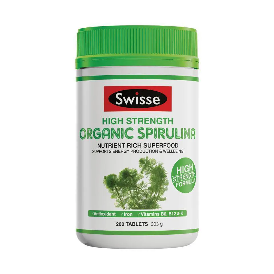 Viên uống tảo xoắn hữu cơ Swisse Organic Spirulina lọ 100 viên