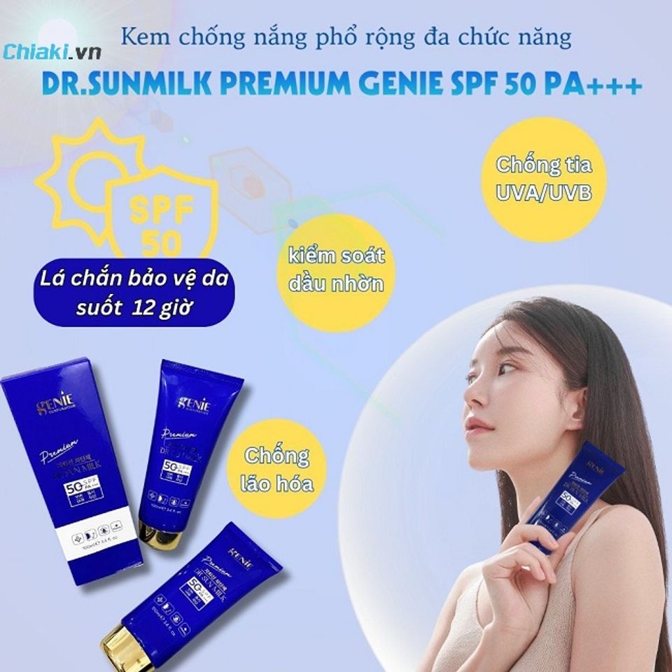 Kem chống nắng vật l&yacute; Genie Dr Sun Milk UV Premium SPF 50 PA+++