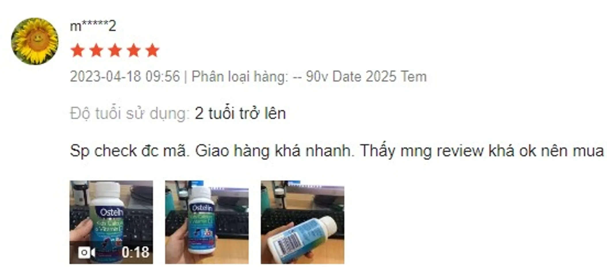 Review canxi ostelin cho bé