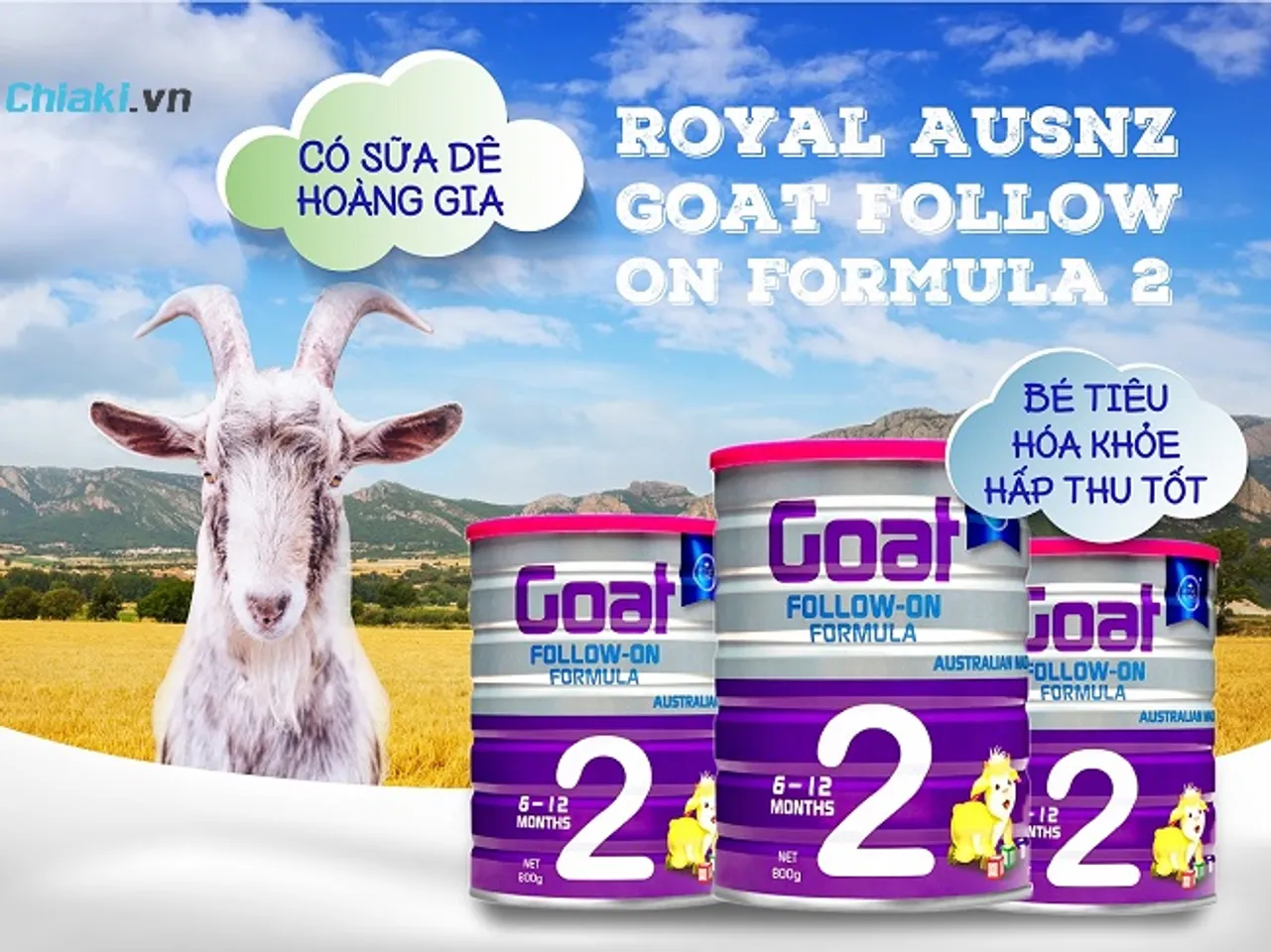 Sữa dê Royal Ausnz Goat Follow-On Formula 2 mang lại nhỏ bé 6 - 12 mon tuổi
