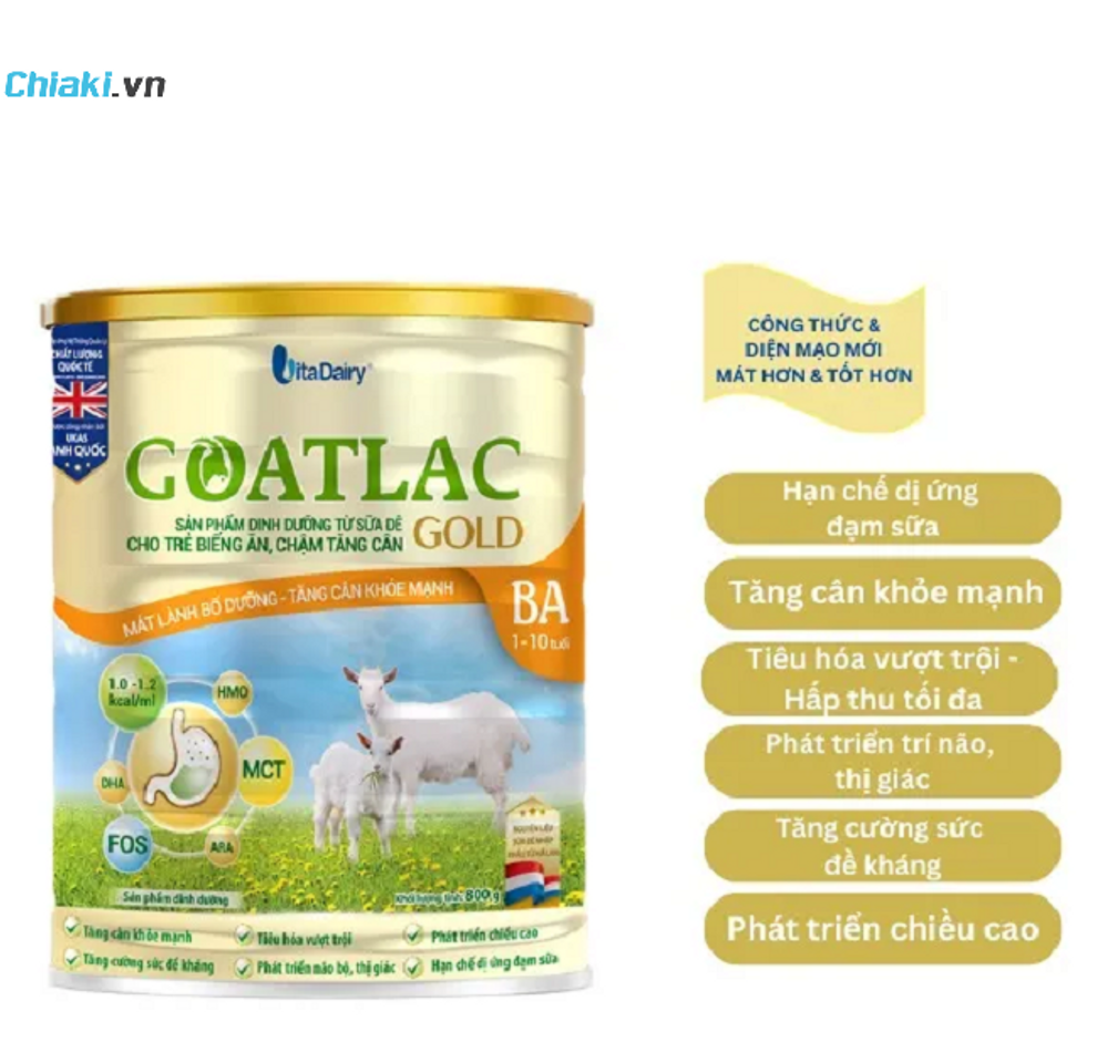 Sữa dê Goatlac Gold BA mang lại trẻ con lười ăn 1-10 tuổi