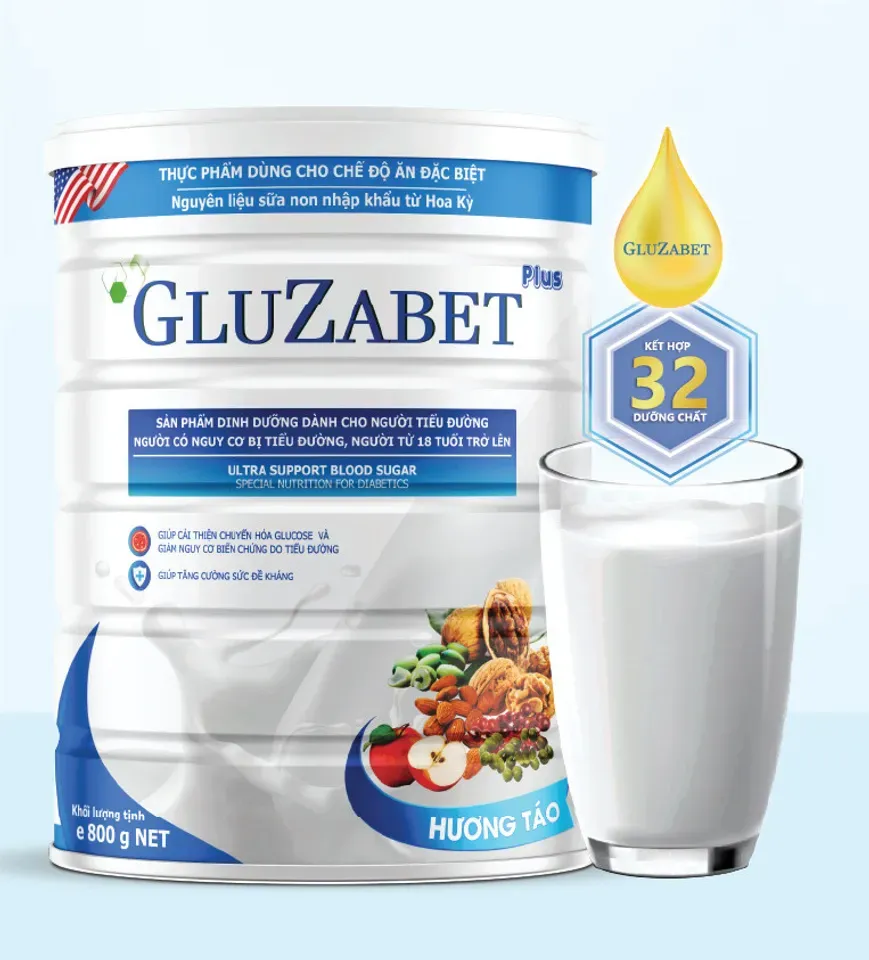 Sữa cho người tiểu đường Gluzabet hương t&aacute;o