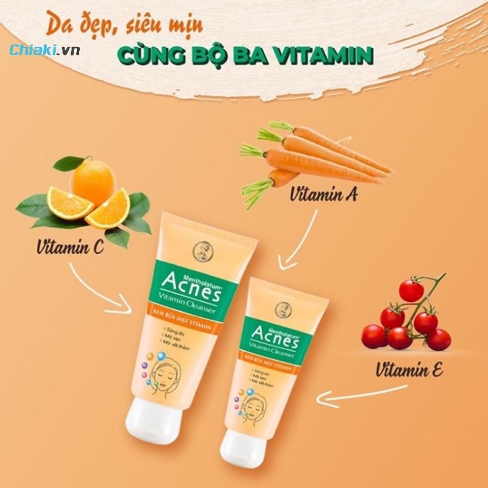 Sữa rửa mặt Acnes Vitamin Cleanser cải thiện da sau mụn