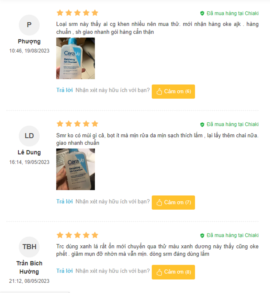 Đ&aacute;nh gi&aacute; sữa rửa mặt Cerave Renewing SA Cleanser