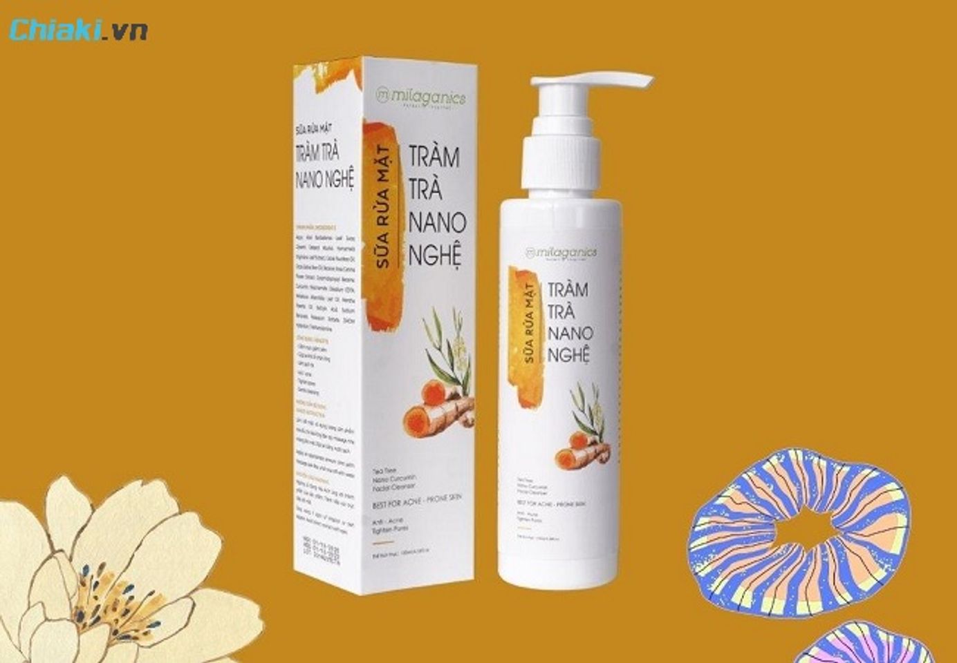 Sữa rửa mặt tr&agrave;m tr&agrave; Nano nghệ Milaganics cải thiện mụn v&agrave; da k&iacute;ch ứng