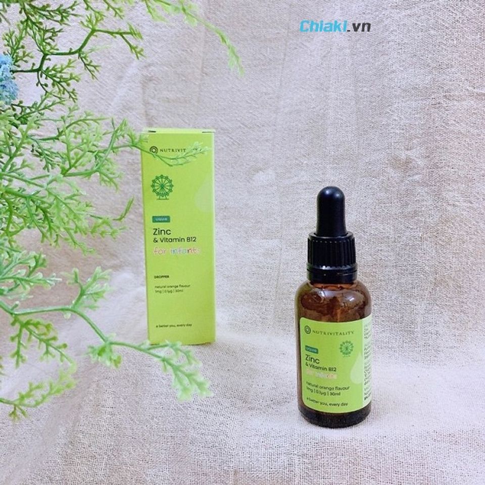 Kẽm Nutrivitality Zinc Vitamin B12 hỗ trợ tăng đề kh&aacute;ng cho b&eacute;