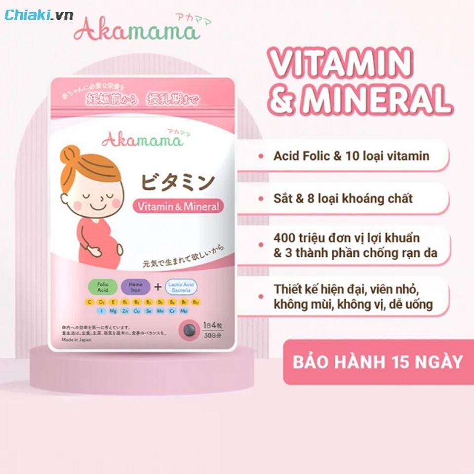 Vitamin cho b&agrave; bầu Akamama Vitamin & Mineral