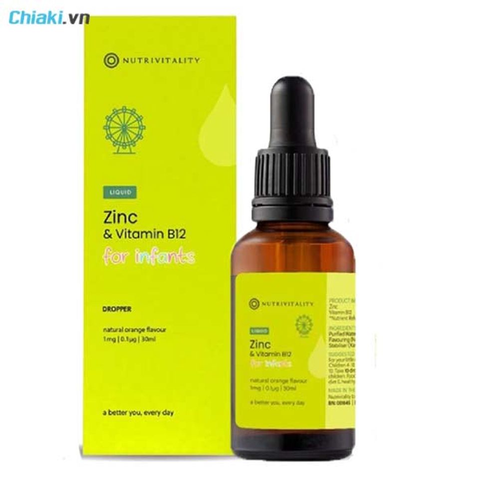 Kẽm Nutrivitality Zinc Vitamin B12 - vitamin tăng đề kh&aacute;ng cho b&eacute;