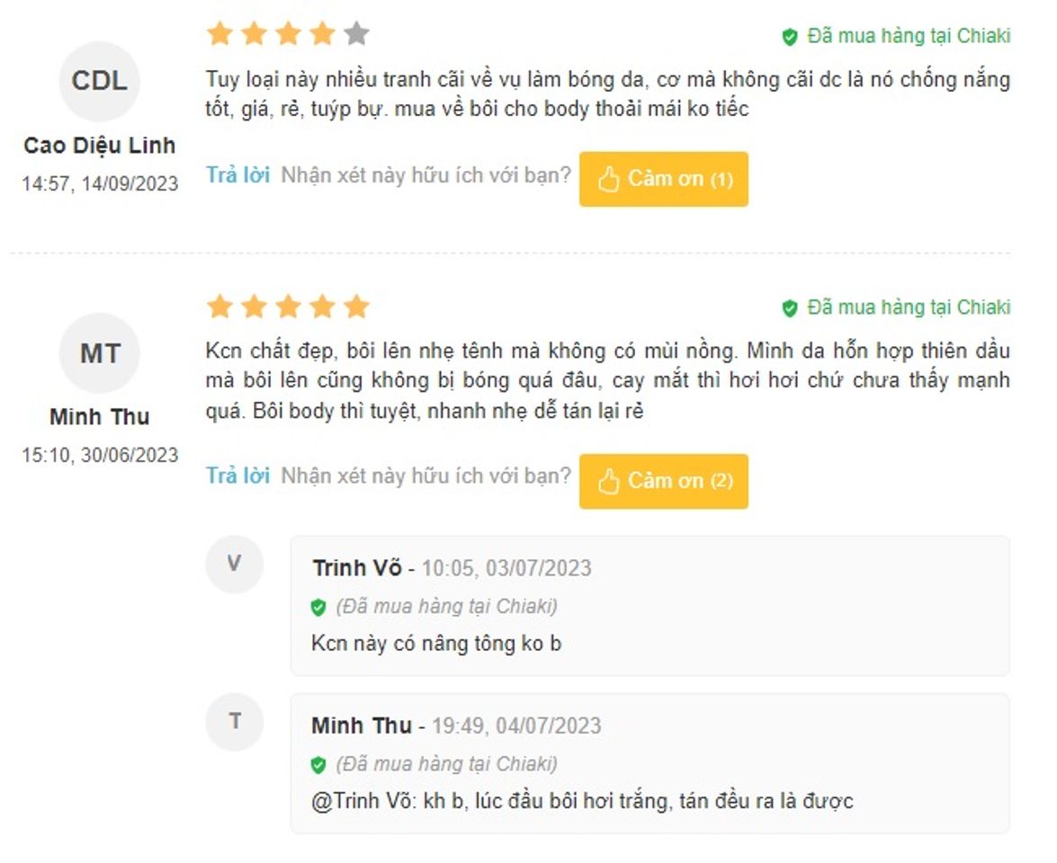 Cảm nhận của người d&ugrave;ng khi sử dụng c&aacute;c d&ograve;ng kem chống nắng Altruist