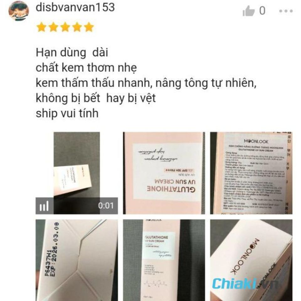 Review kem chống nắng MoonLook từ người sử dụng 1 
