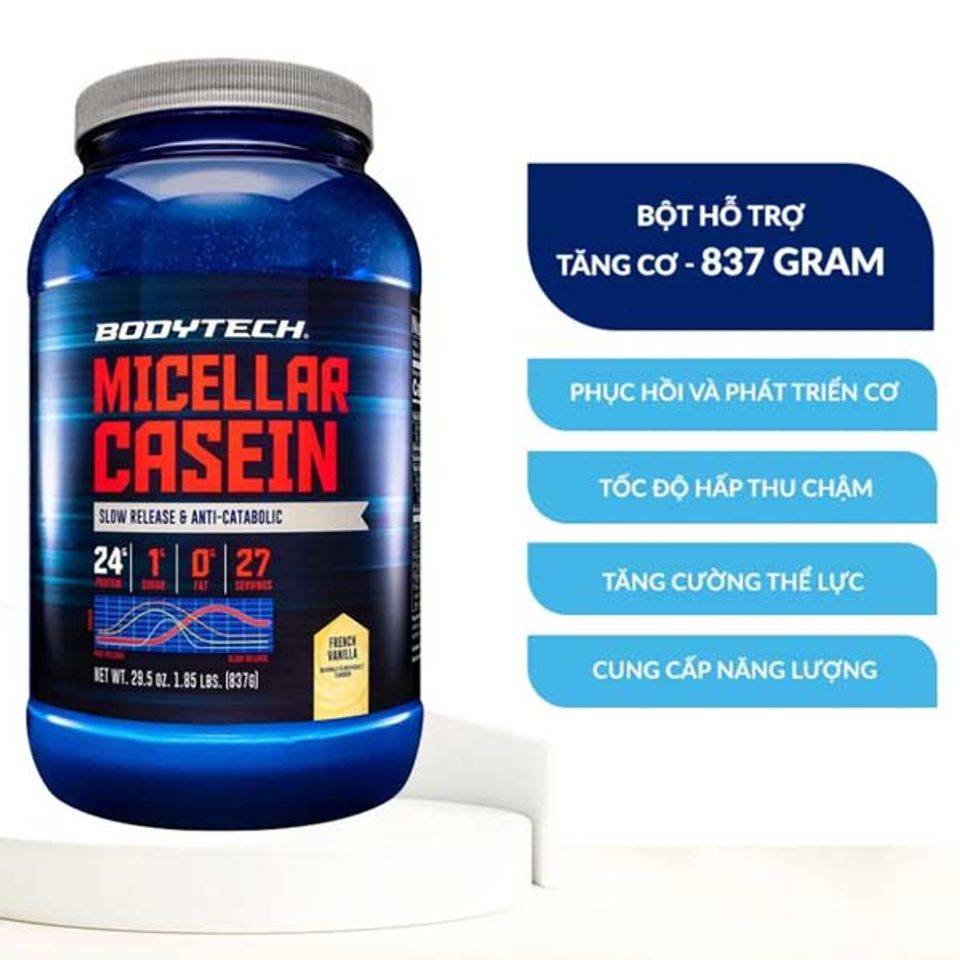 Bột uống hỗ trợ tăng cơ BodyTech Micellar Casein - French Vanilla