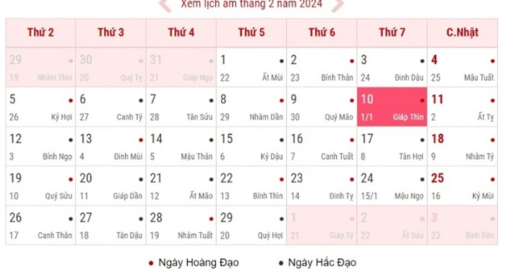 Lịch nghỉ Tết &Acirc;m lịch 2024