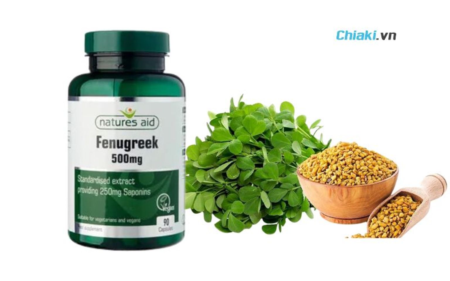 Vi&ecirc;n uống hỗ trợ lợi sữa Fenugreek Natures Aid 500mg của An