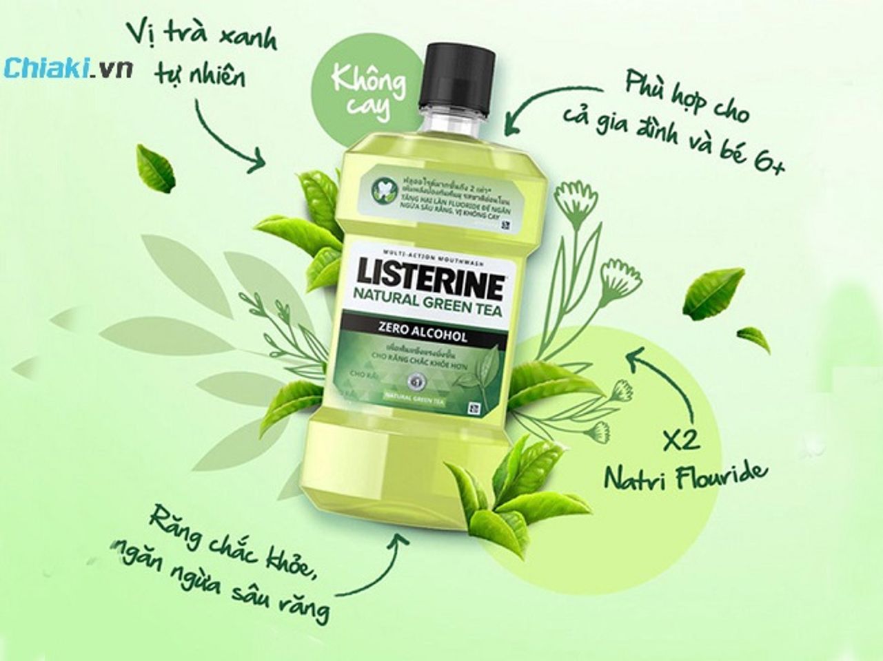 Nước s&uacute;c miệng thảo dược Listerine Natural Green Tea