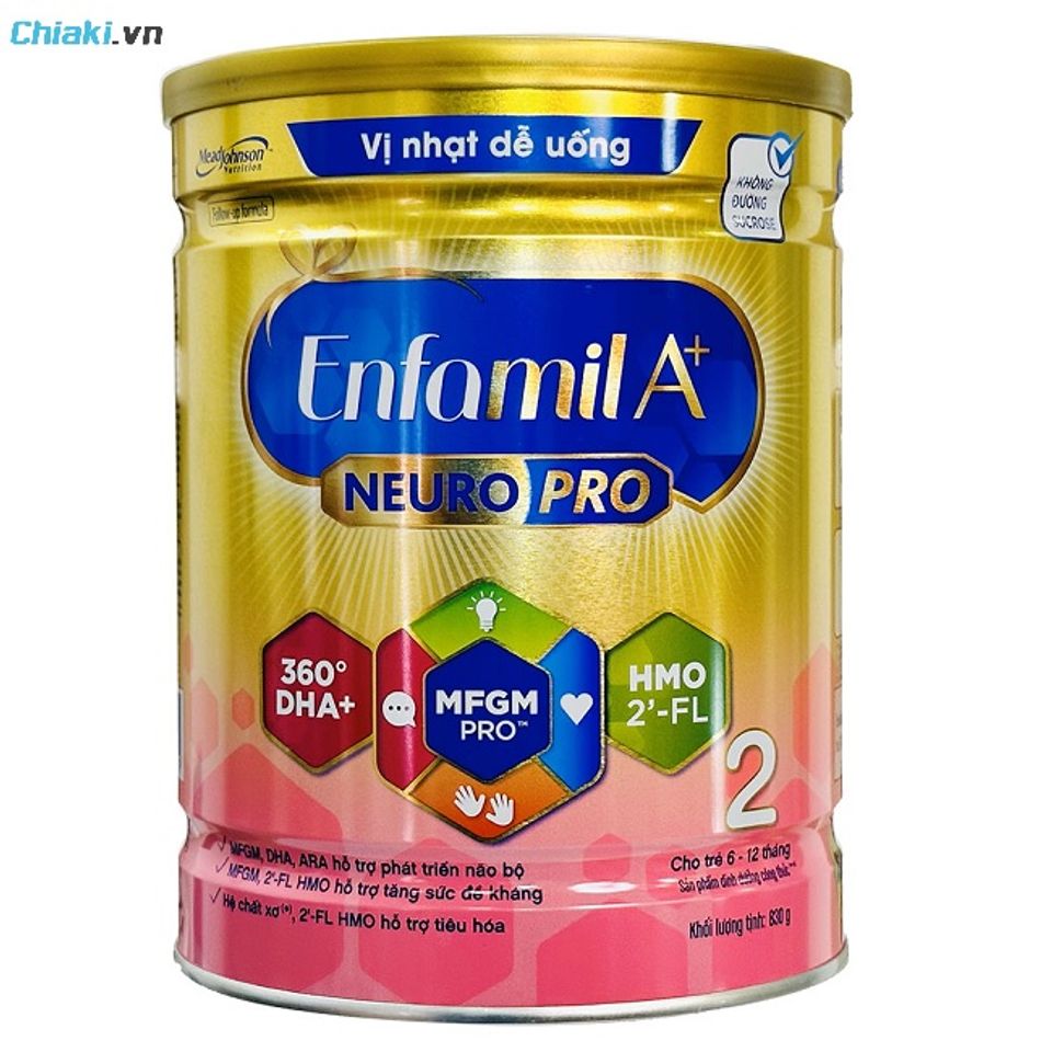 Sữa bột cho trẻ 6 th&aacute;ng tuổi tăng c&acirc;n Enfamil A+2 vị ngọt thanh dễ uống