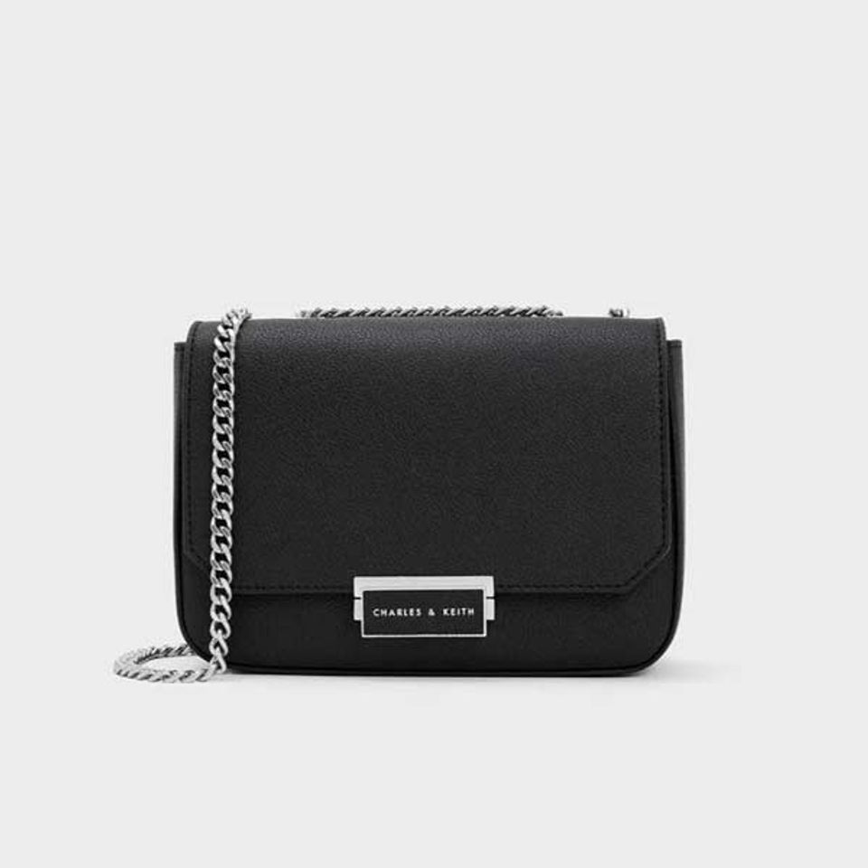 T&uacute;i Charles & Keith Chain Strap Shoulder Bag CK2-80670517-8 Noir