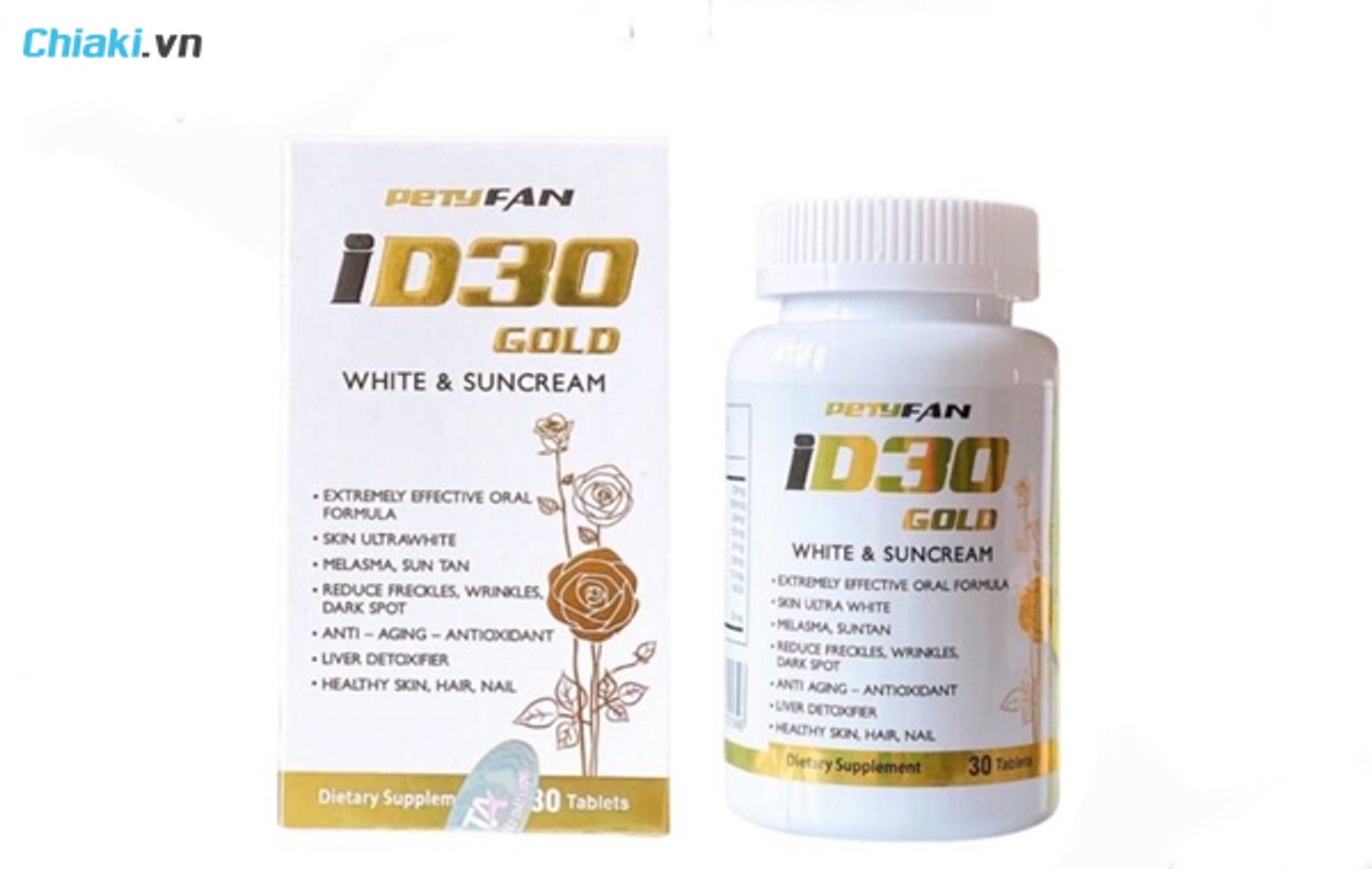 vi&ecirc;n uống chống nắng ID30 Gold White & Suncream