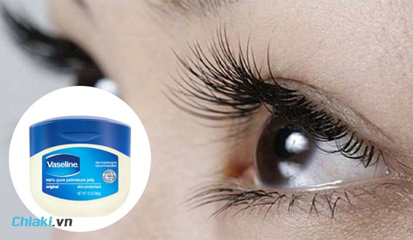 Dưỡng h&agrave;ng mi d&agrave;y với Vaseline